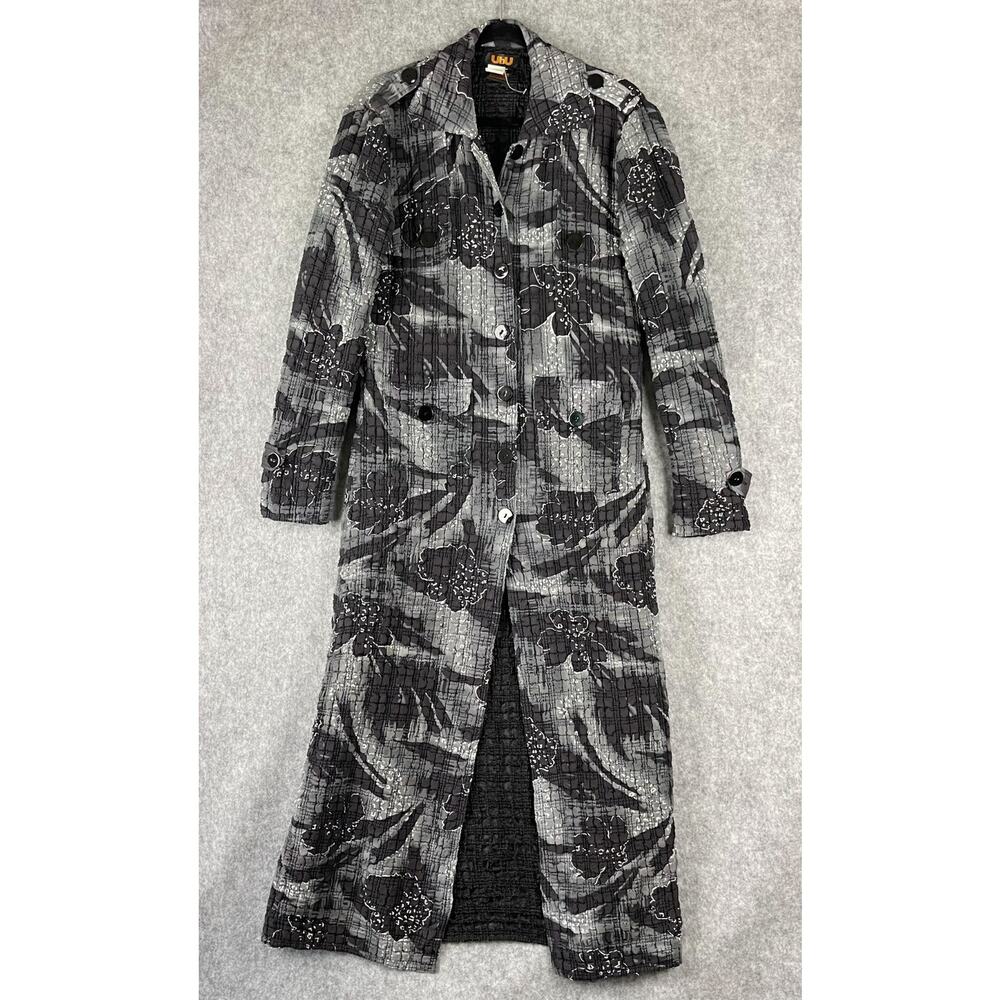 Ubu Long Jacket Womens Small Floral Crinkle Textured Handmade Artsy Art To Wear